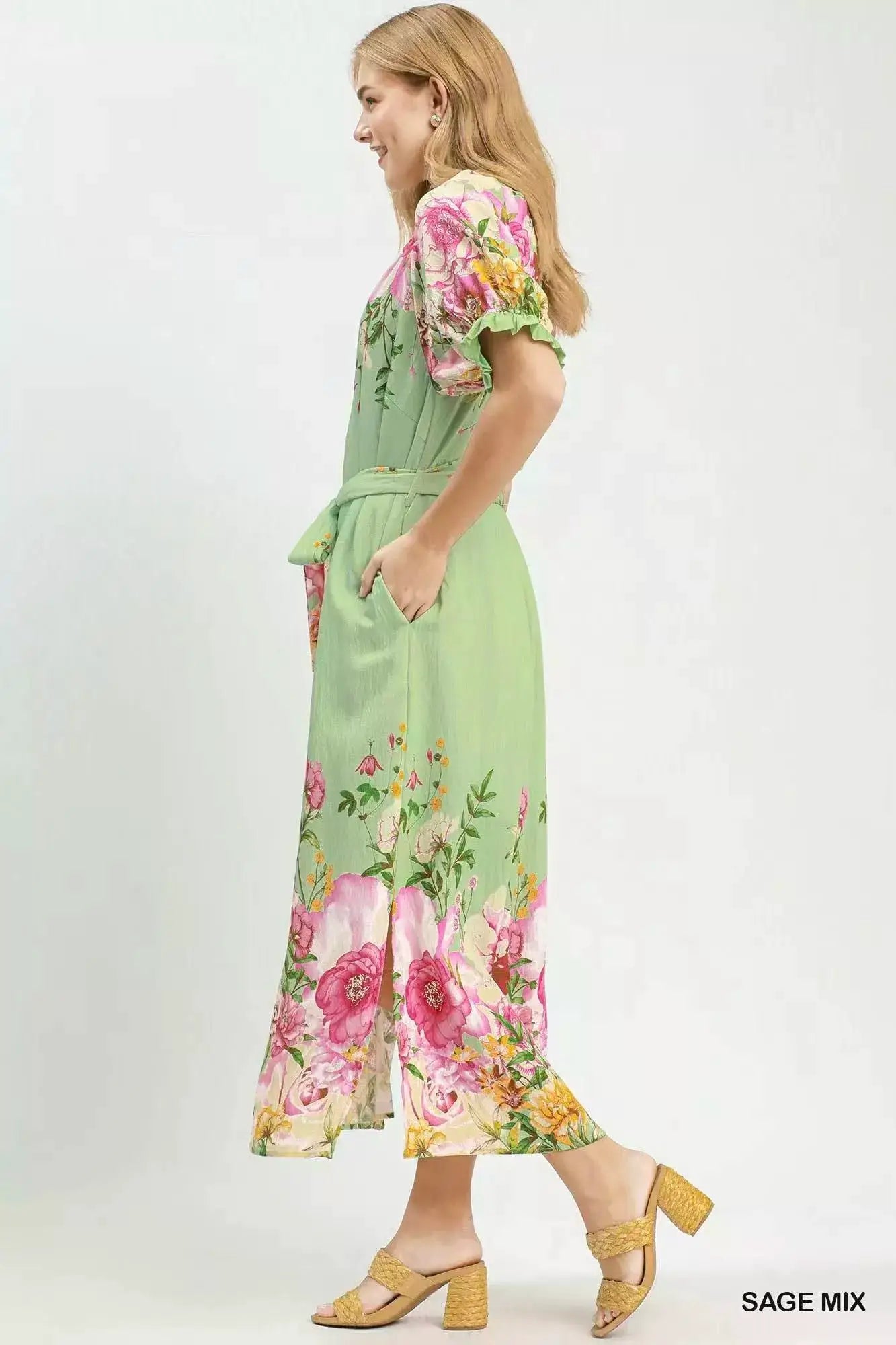 Umgee Mix Floral Border Print Midi Dress - Fritsch & Co.