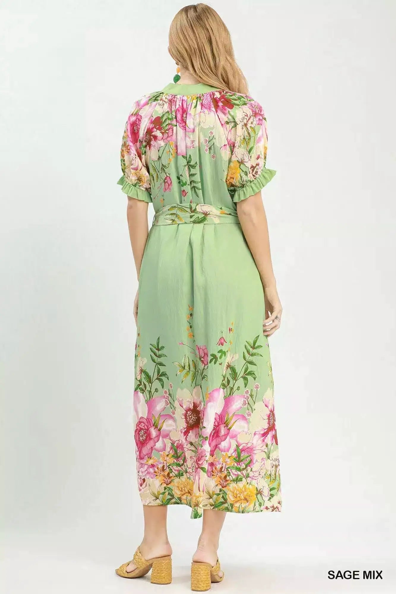 Umgee Mix Floral Border Print Midi Dress - Fritsch & Co.