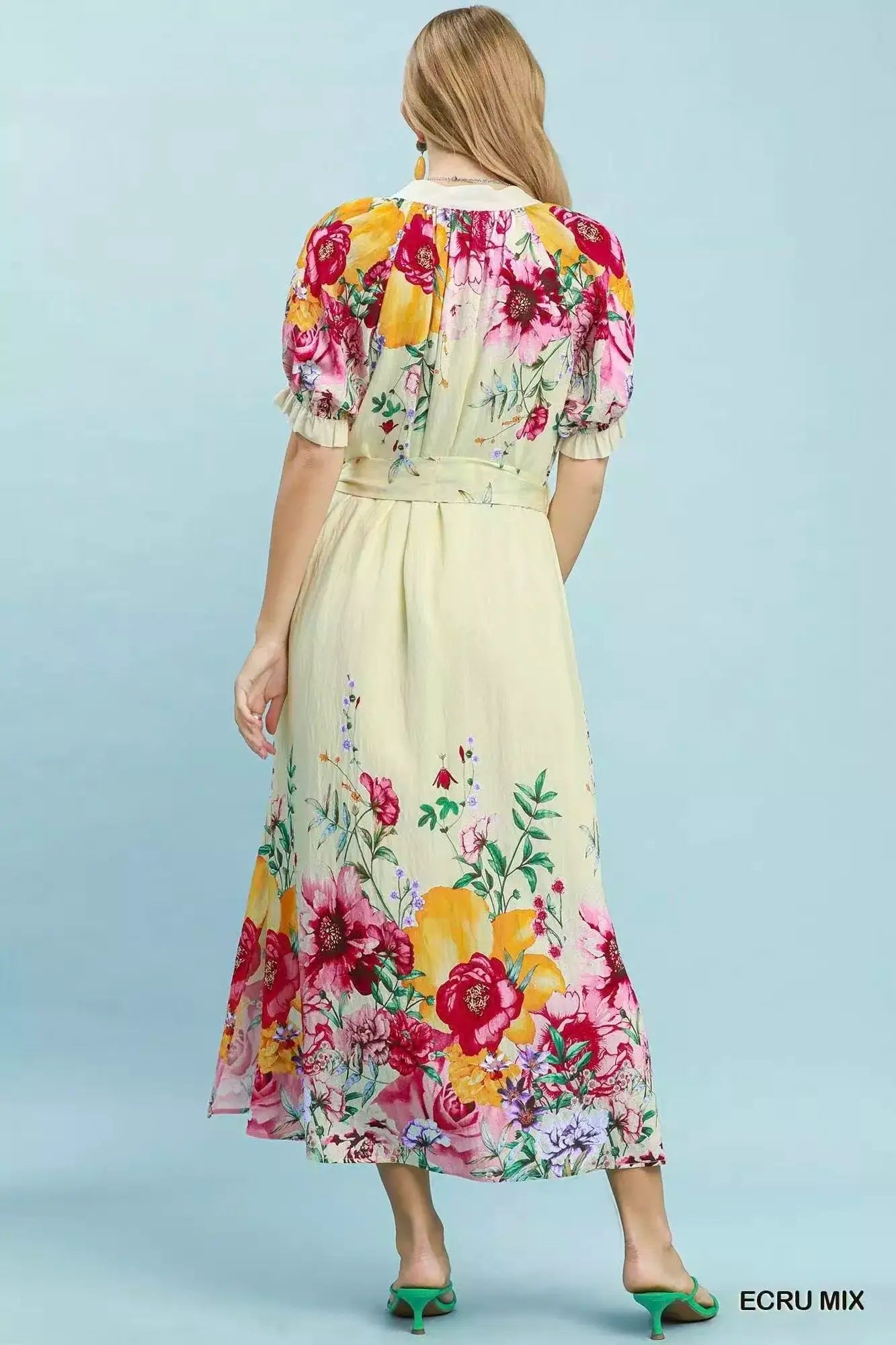 Umgee Mix Floral Border Print Midi Dress - Fritsch & Co.