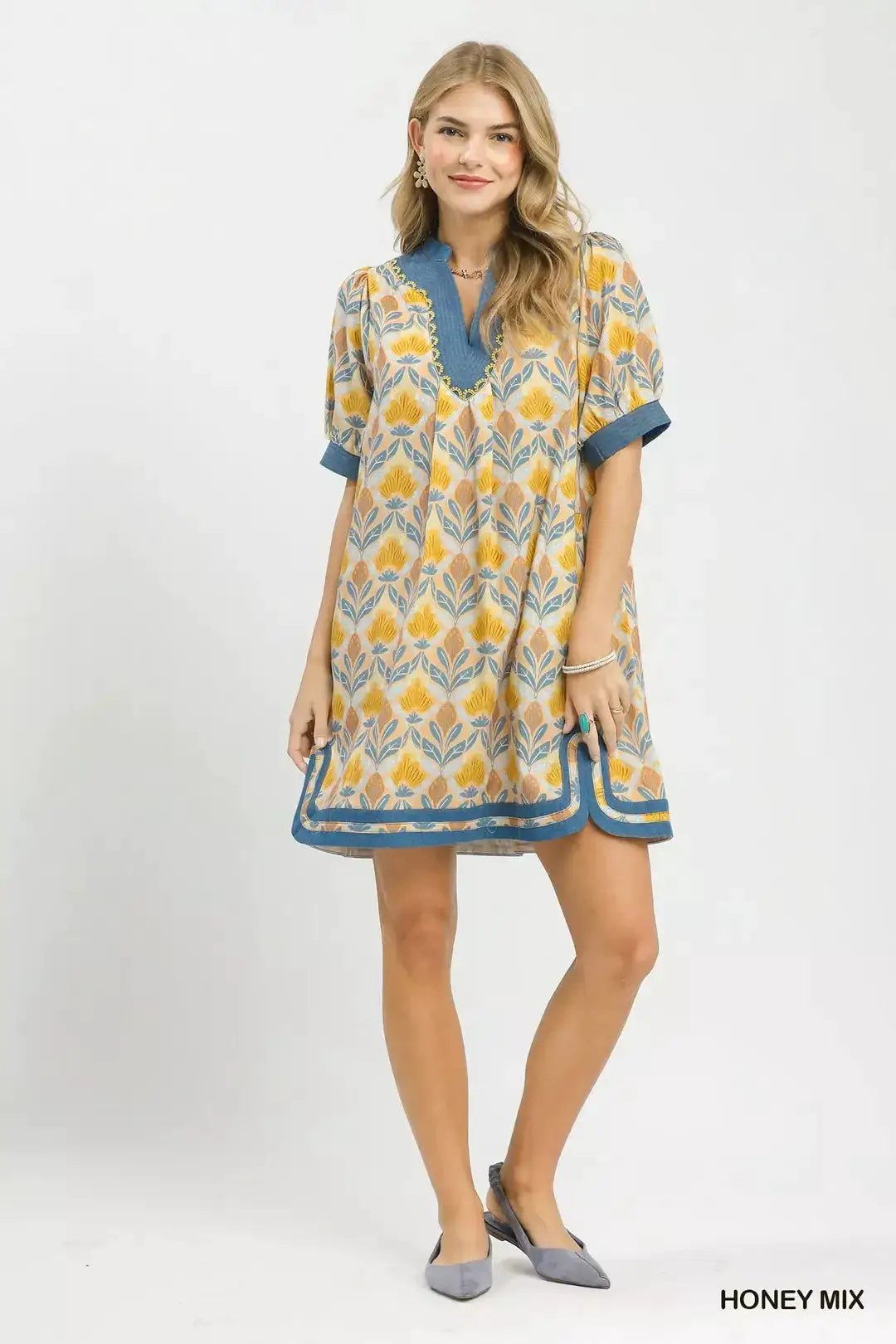 Umgee Mix Tile Print Mini Dress - Fritsch & Co.