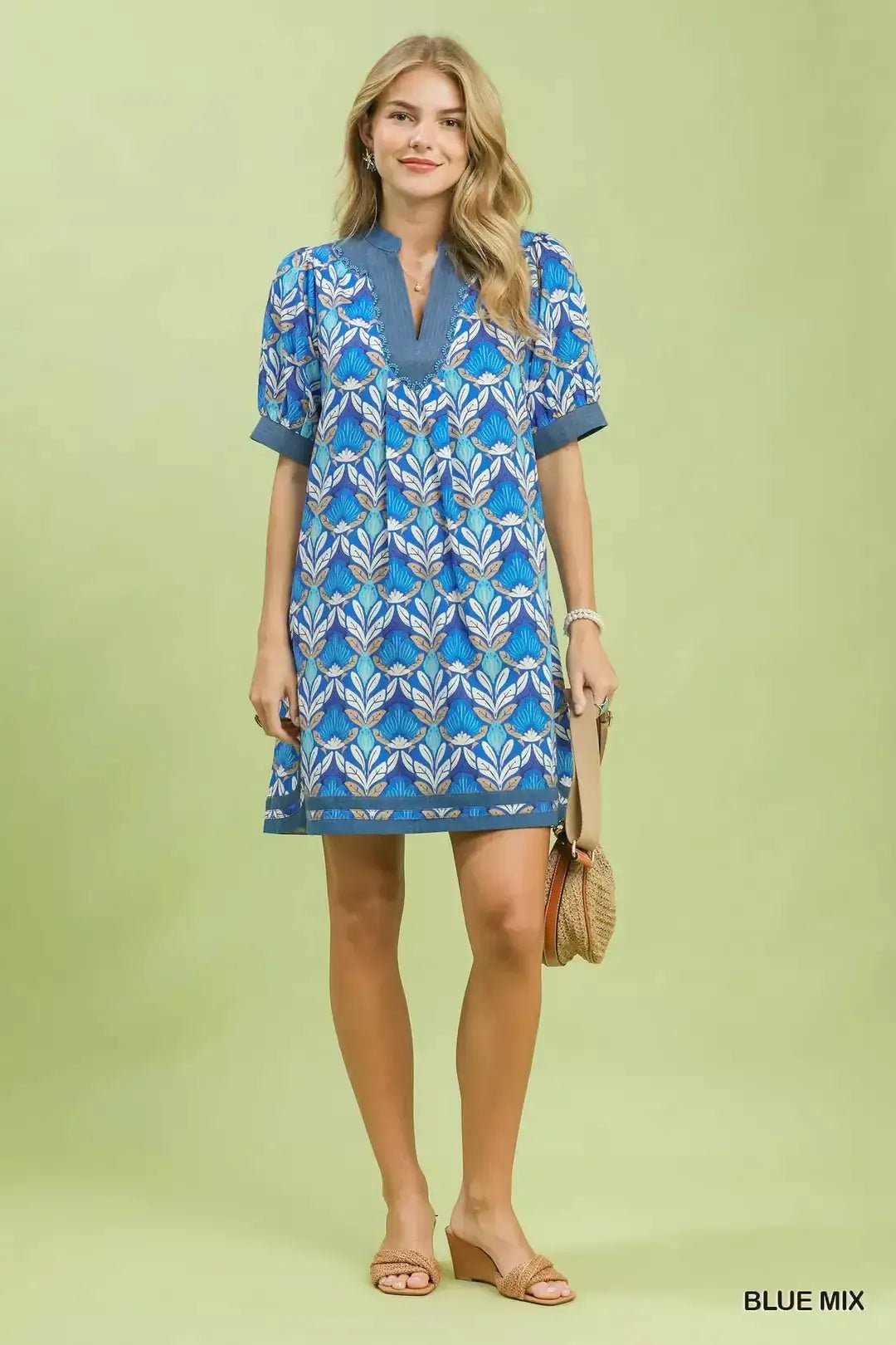 Umgee Mix Tile Print Mini Dress - Fritsch & Co.