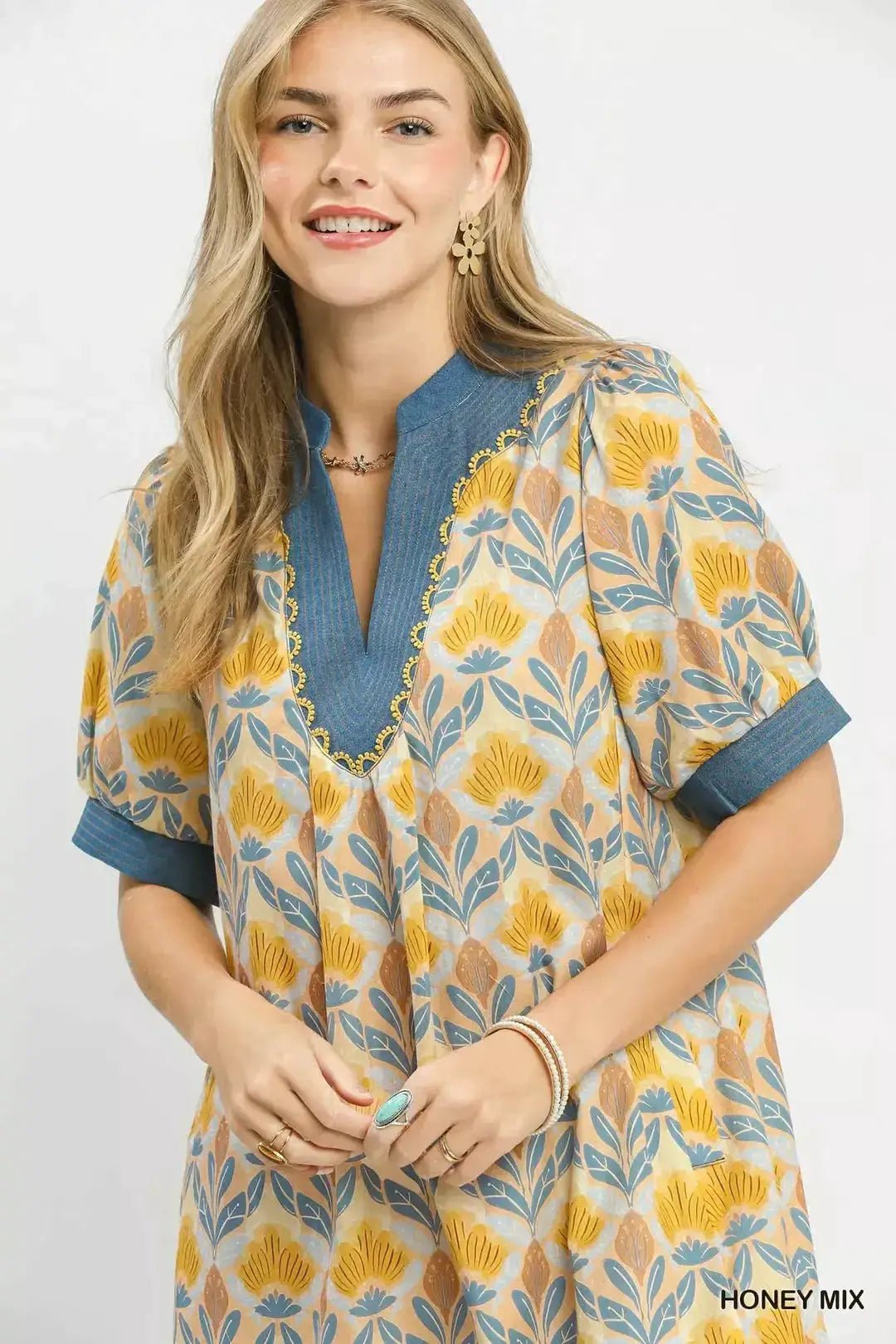 Umgee Mix Tile Print Mini Dress - Fritsch & Co.