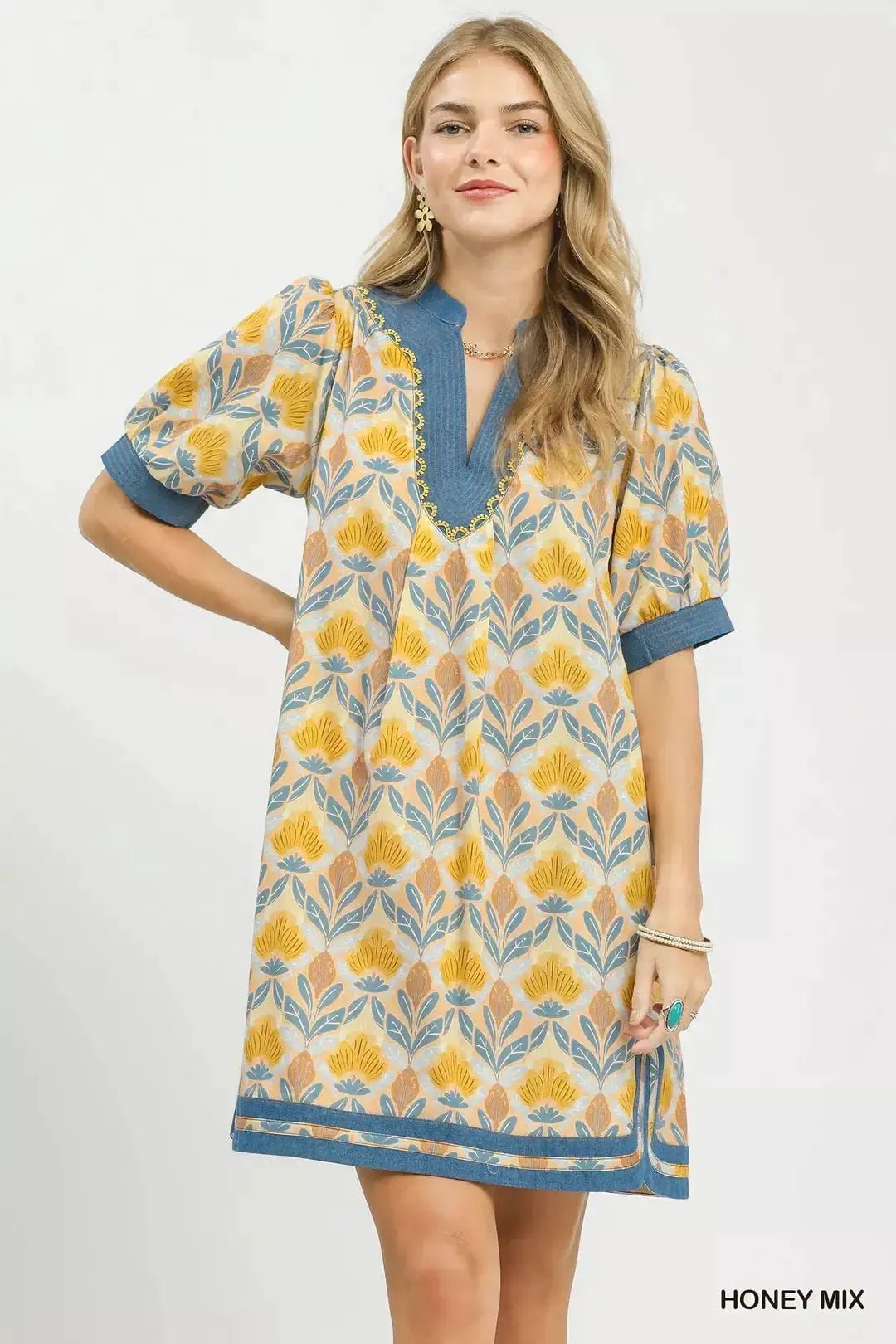 Umgee Mix Tile Print Mini Dress - Fritsch & Co.