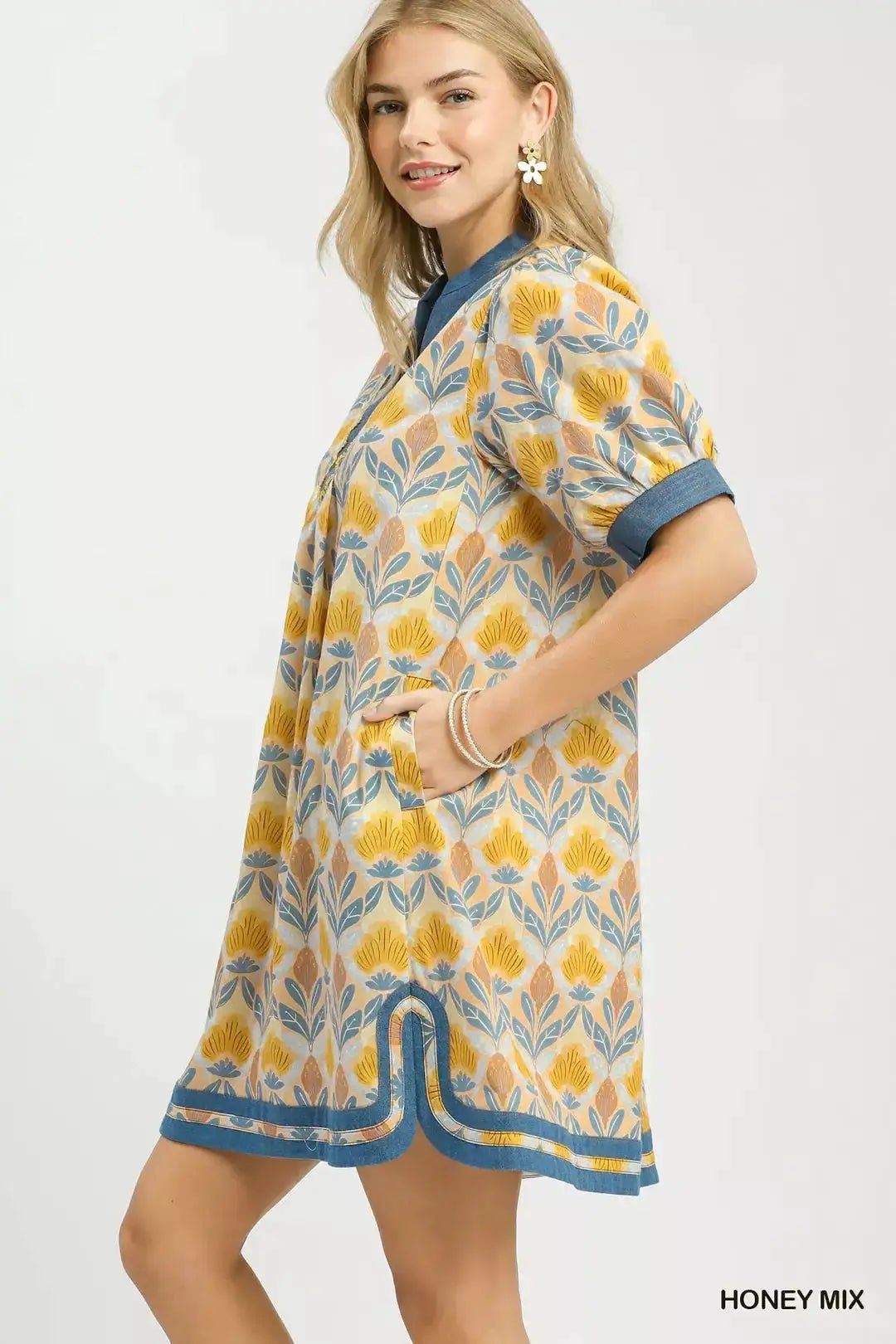 Umgee Mix Tile Print Mini Dress - Fritsch & Co.