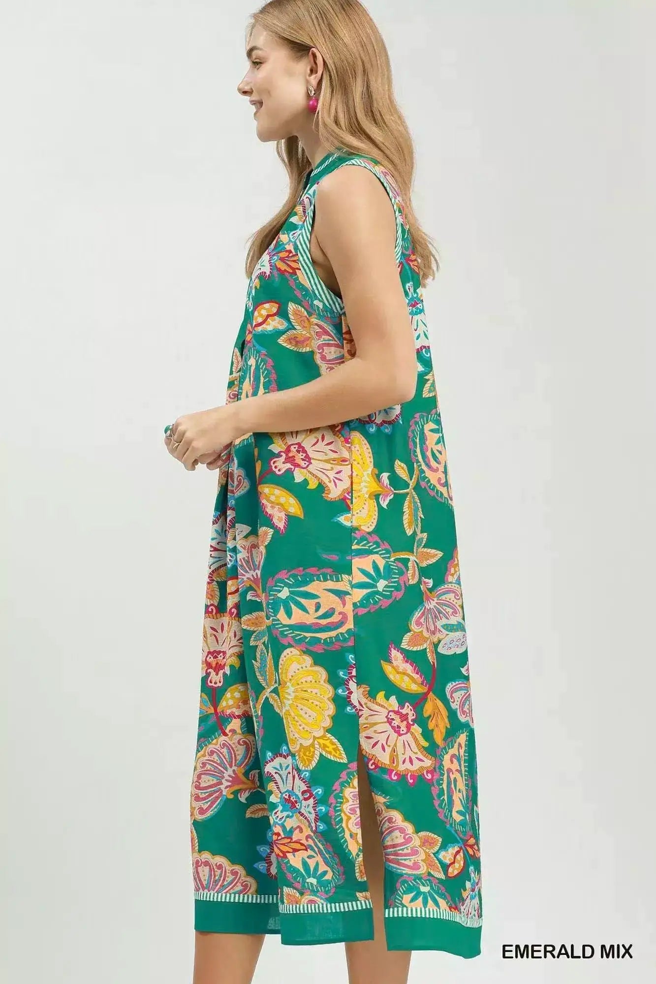 Umgee Paisley Floral Sleeveless Midi Dress - Fritsch & Co.