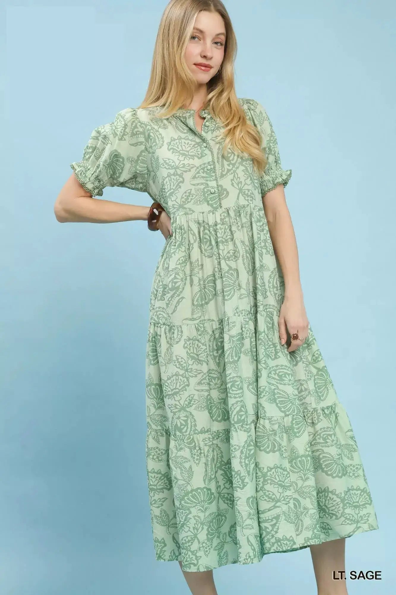 Umgee Paisley Print Tiered Midi Dress - Fritsch & Co.