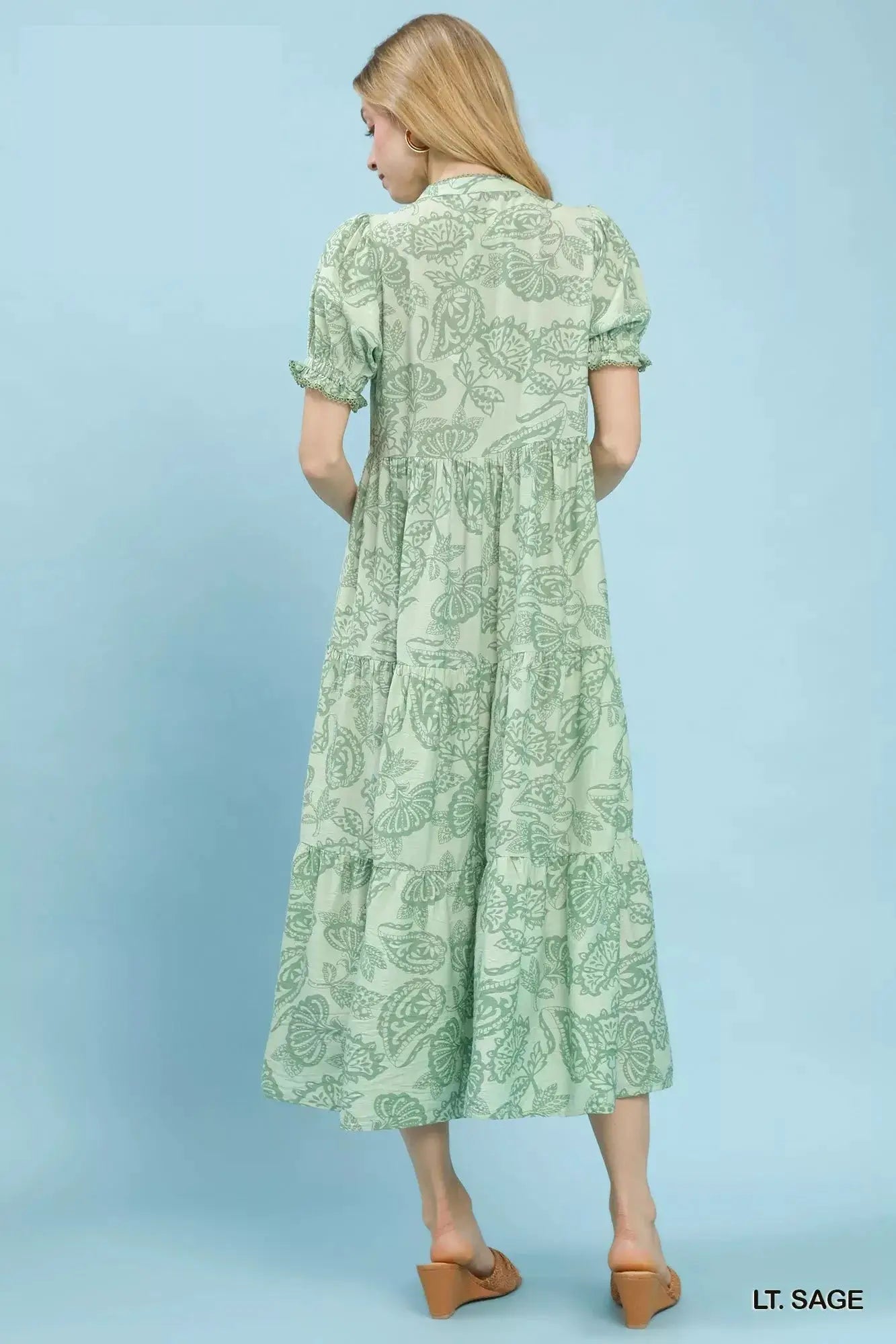 Umgee Paisley Print Tiered Midi Dress - Fritsch & Co.