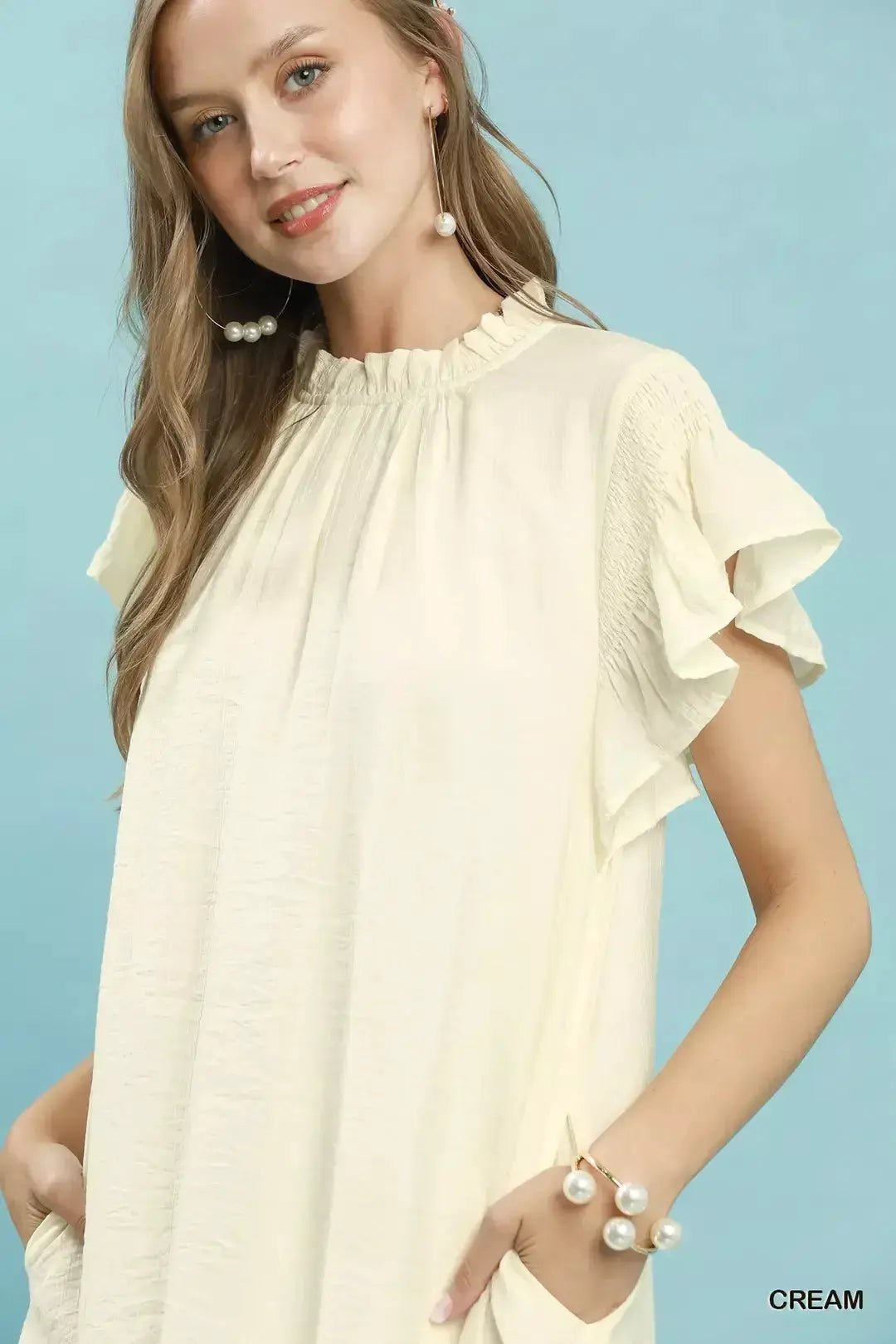 Umgee Ruffle Flutter Sleeve Dress - Fritsch & Co.
