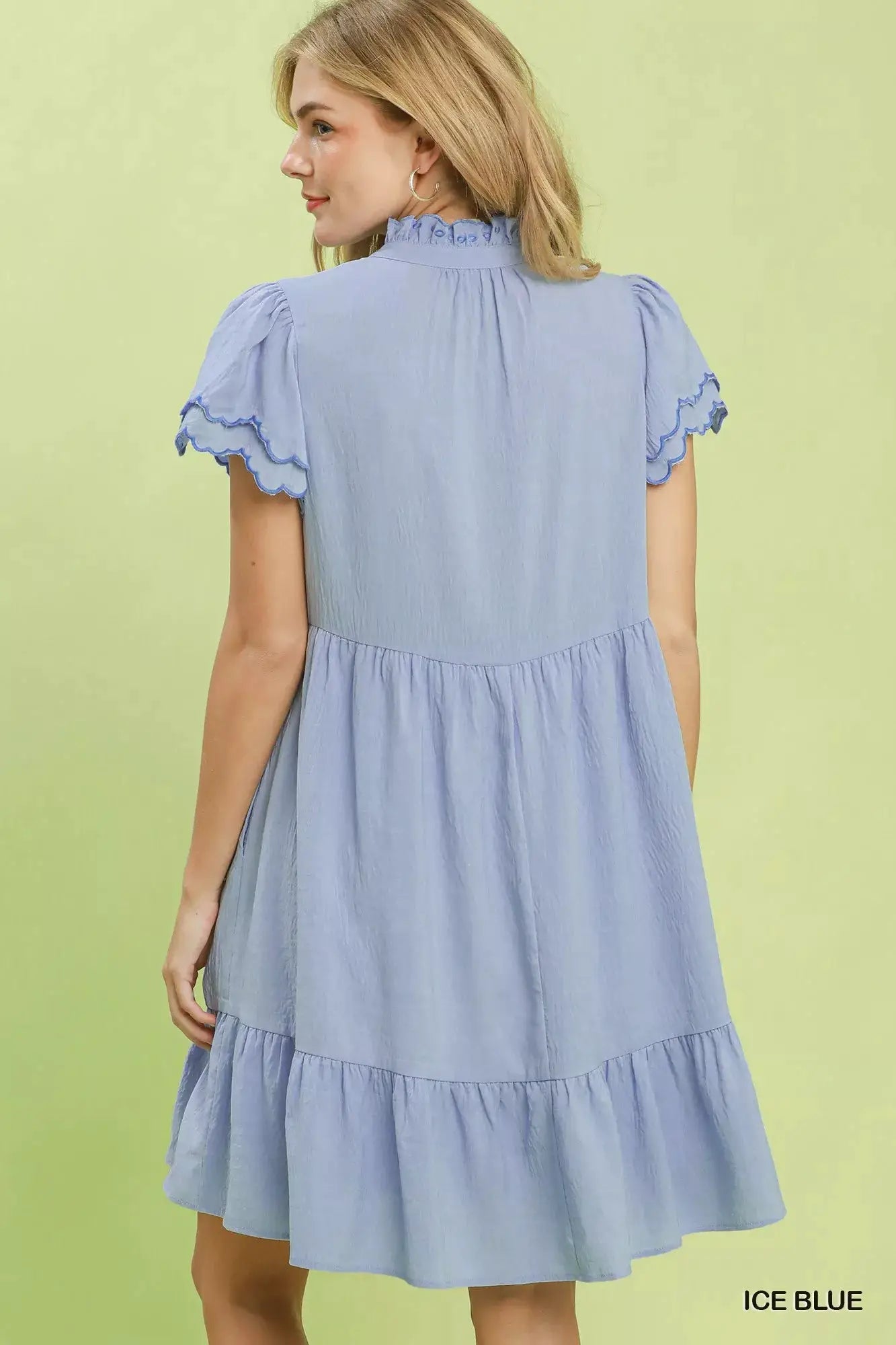 Umgee Scallop Flutter Sleeve Tiered Mini Dress - Fritsch & Co.