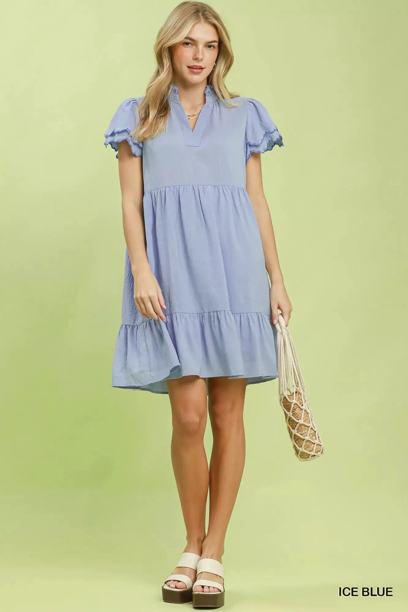 Umgee Scallop Flutter Sleeve Tiered Mini Dress - Fritsch & Co.