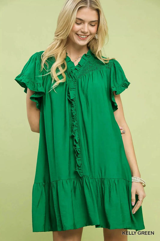Umgee Smocked Ruffle Babydoll Mini Dress - Fritsch & Co.