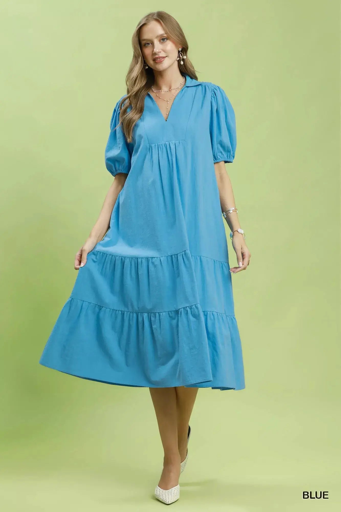 Umgee Solid Tiered Midi Dress - Fritsch & Co.