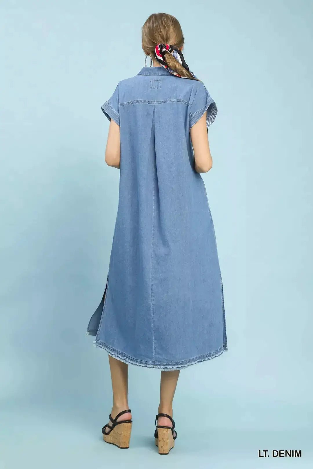 Umgee Stone Washed Collared Denim Midi Dress - Fritsch & Co.
