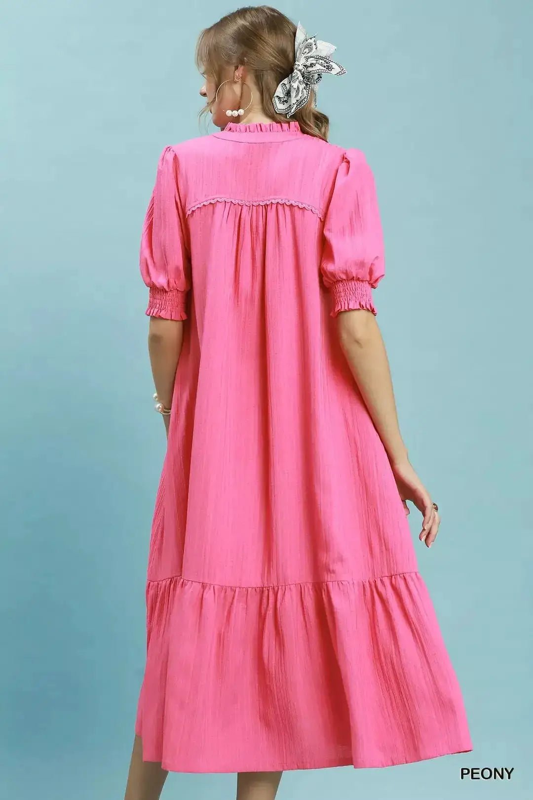 Umgee Textured Puff Sleeve Midi Dress - Fritsch & Co.