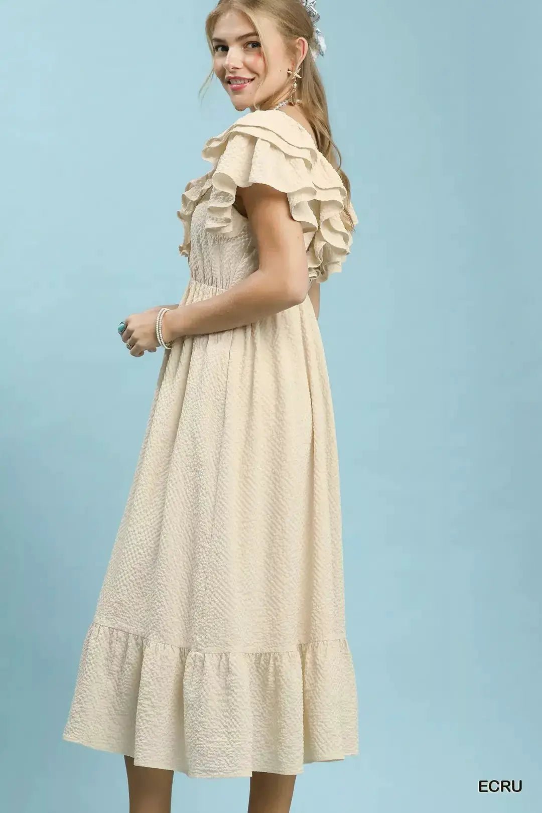 Umgee Textured Ruffle Midi Dress - Fritsch & Co.