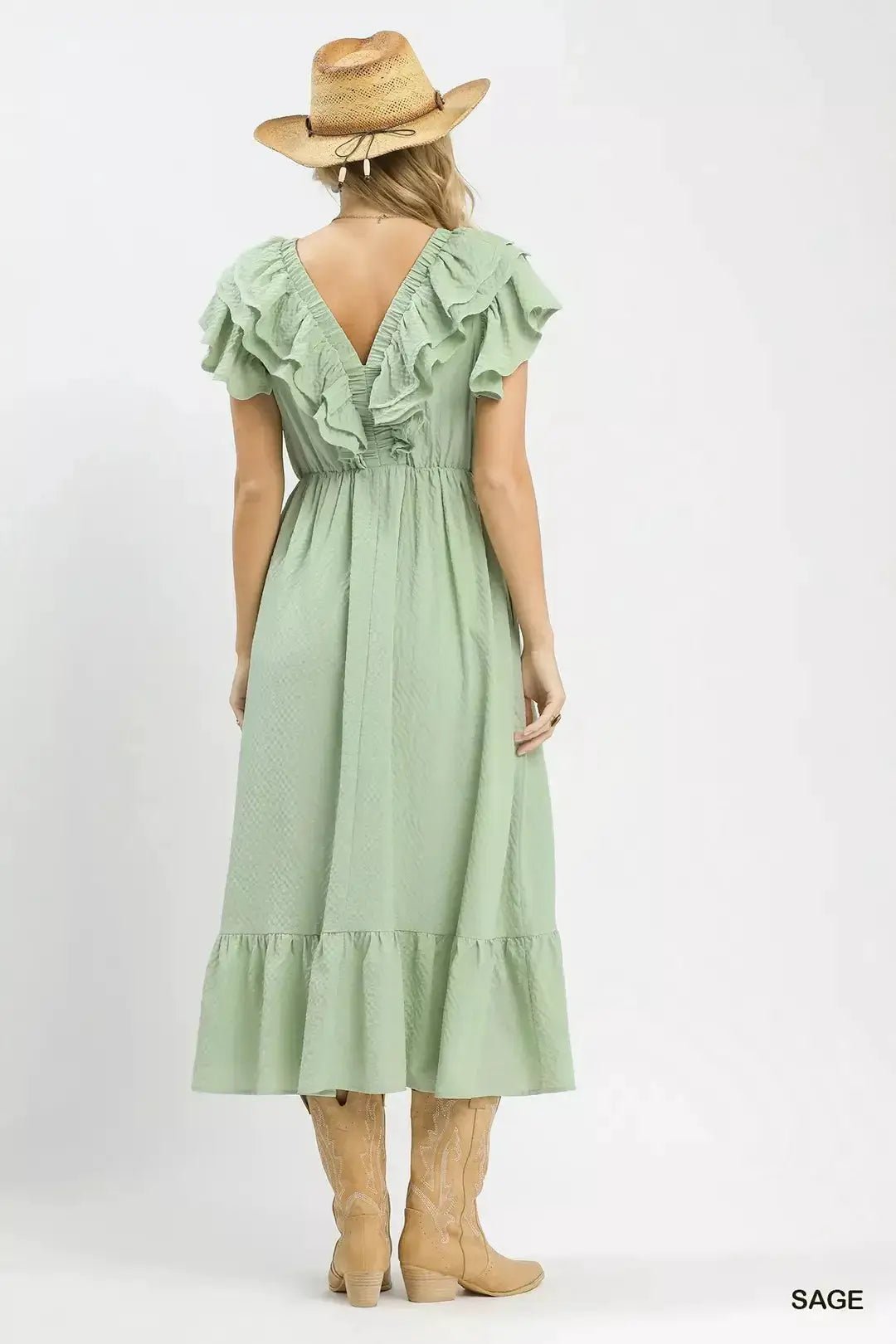 Umgee Textured Ruffle Midi Dress - Fritsch & Co.