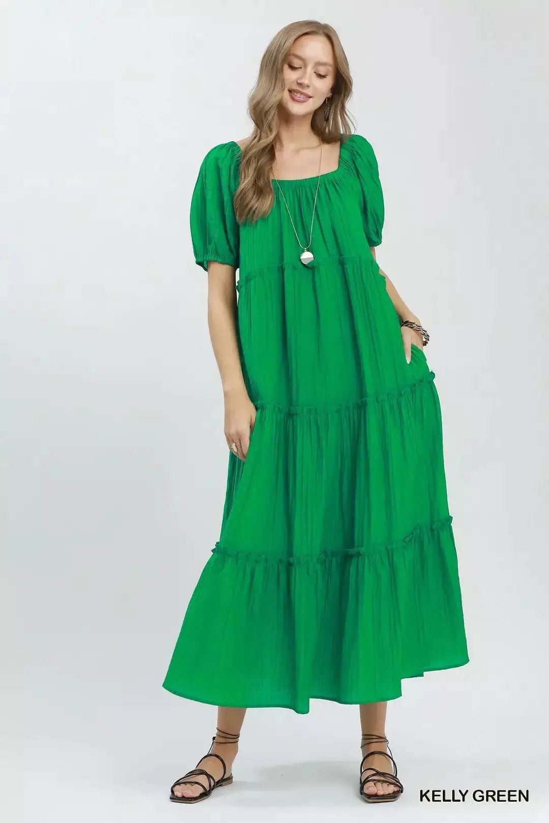 Umgee Textured Tiered Midi Dress - Fritsch & Co.