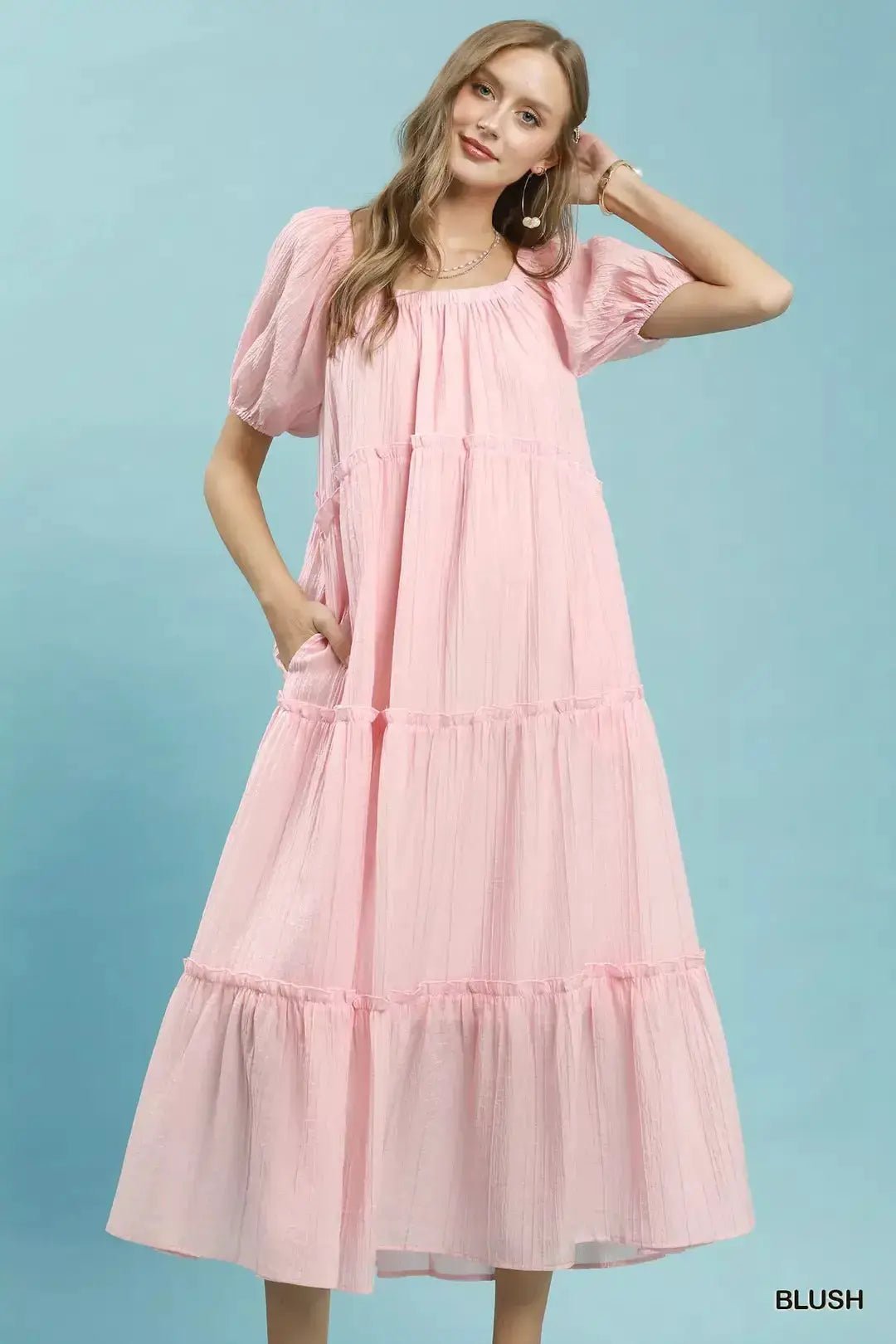 Umgee Textured Tiered Midi Dress - Fritsch & Co.