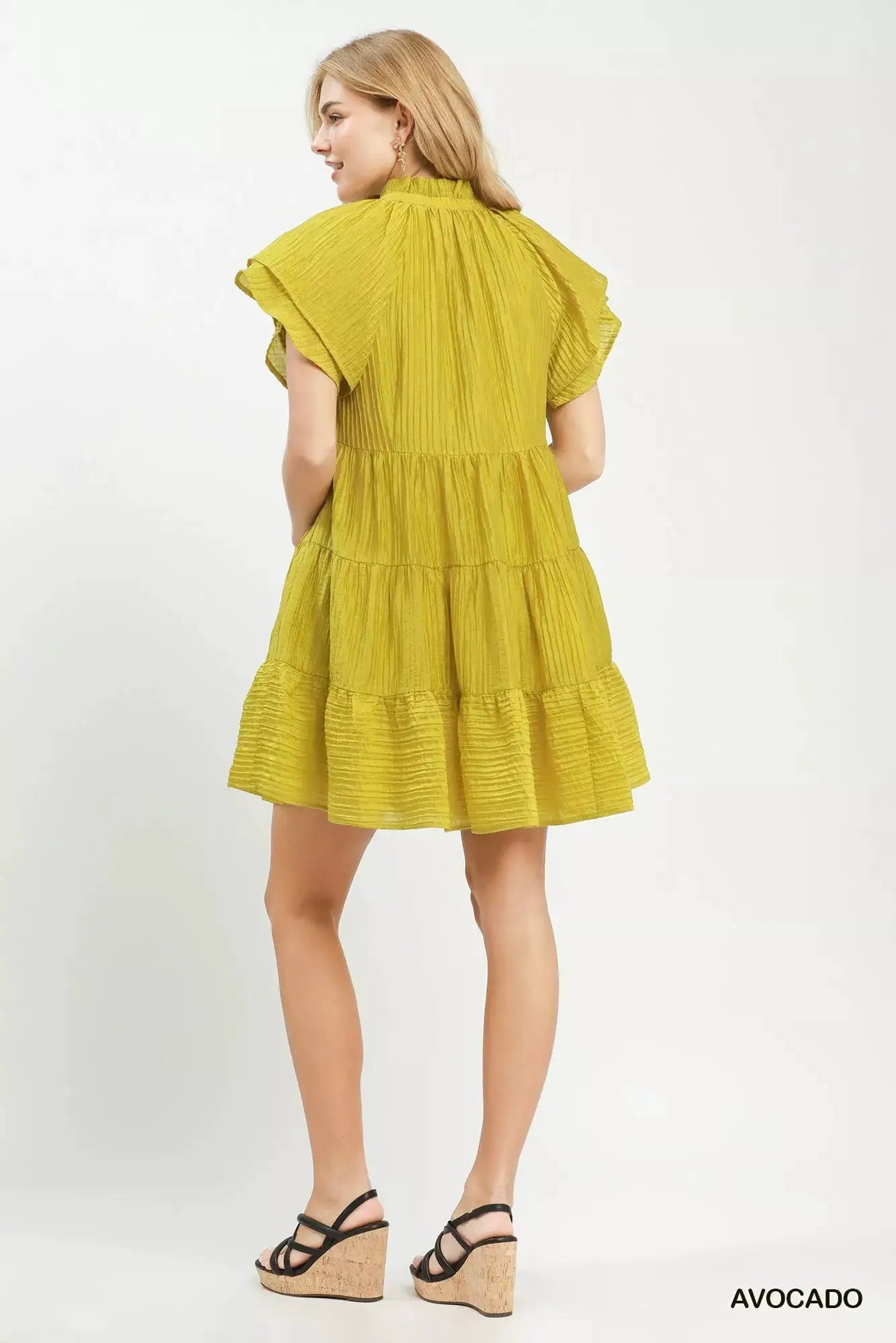 Umgee Tiered Ruffle Sleeve Textured Mini Dress - Fritsch & Co.