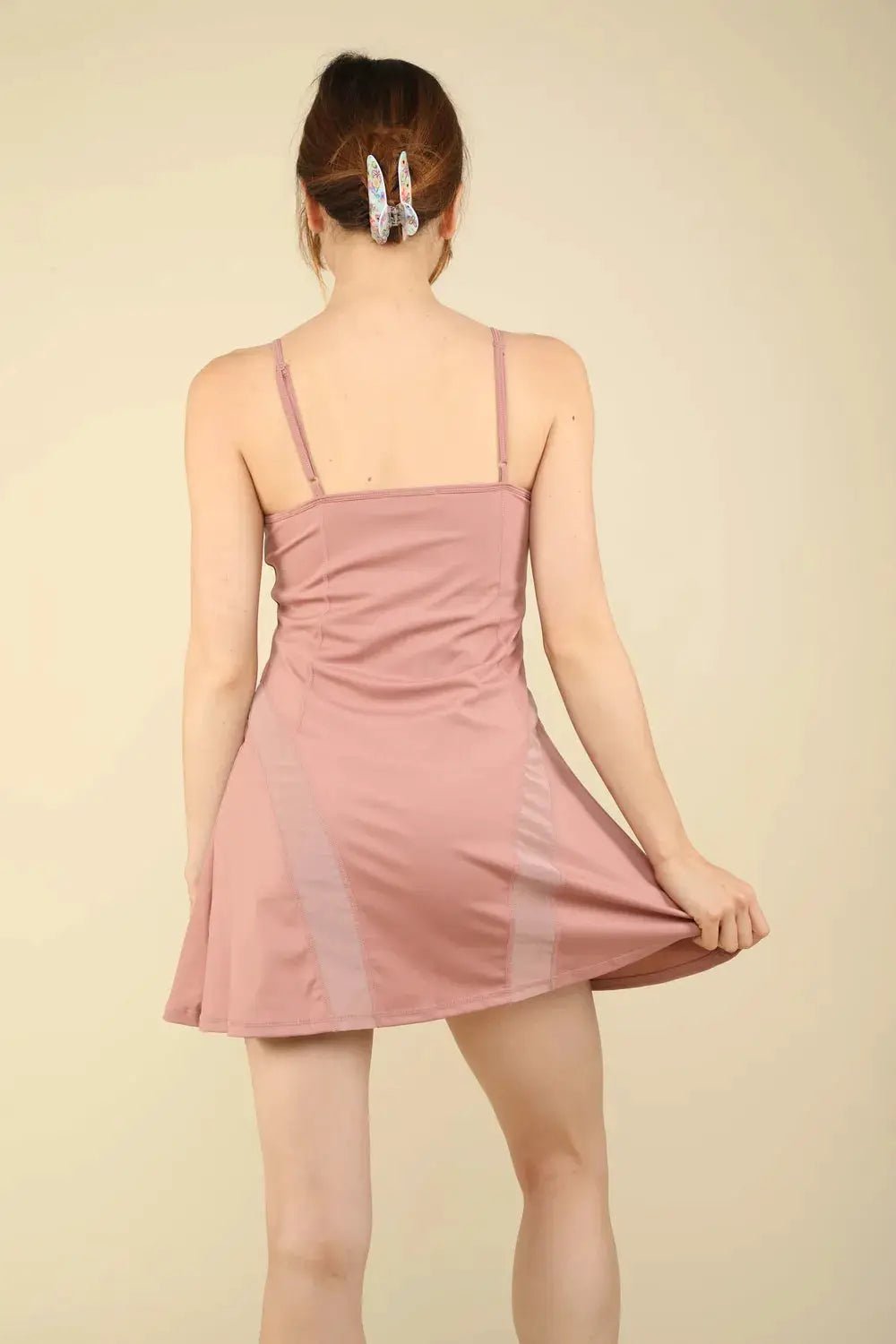 VERY J Mesh Detail Tennis Mini Active Dress with Shorts Inside - Fritsch & Co.