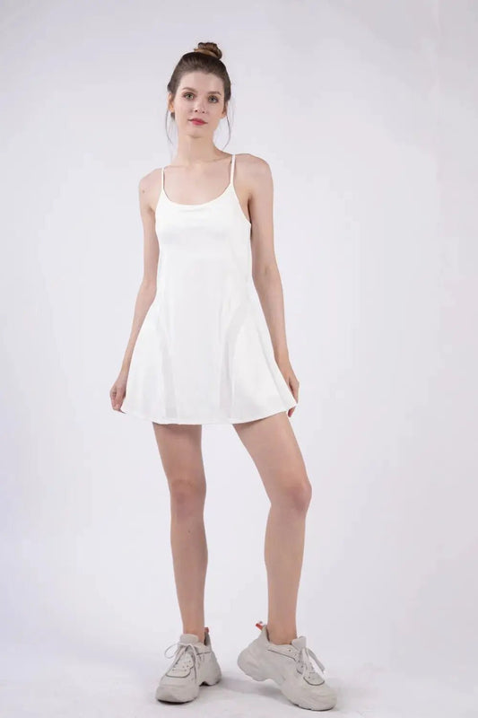 VERY J Mesh Detail Tennis Mini Active Dress with Shorts Inside - Fritsch & Co.
