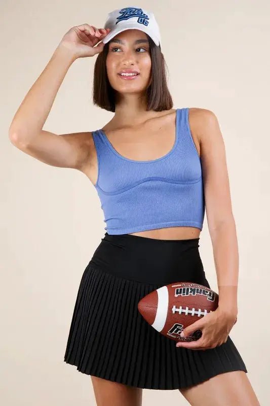VERY J Pleated Activewear Skirt with Shorts Inside - Fritsch & Co.