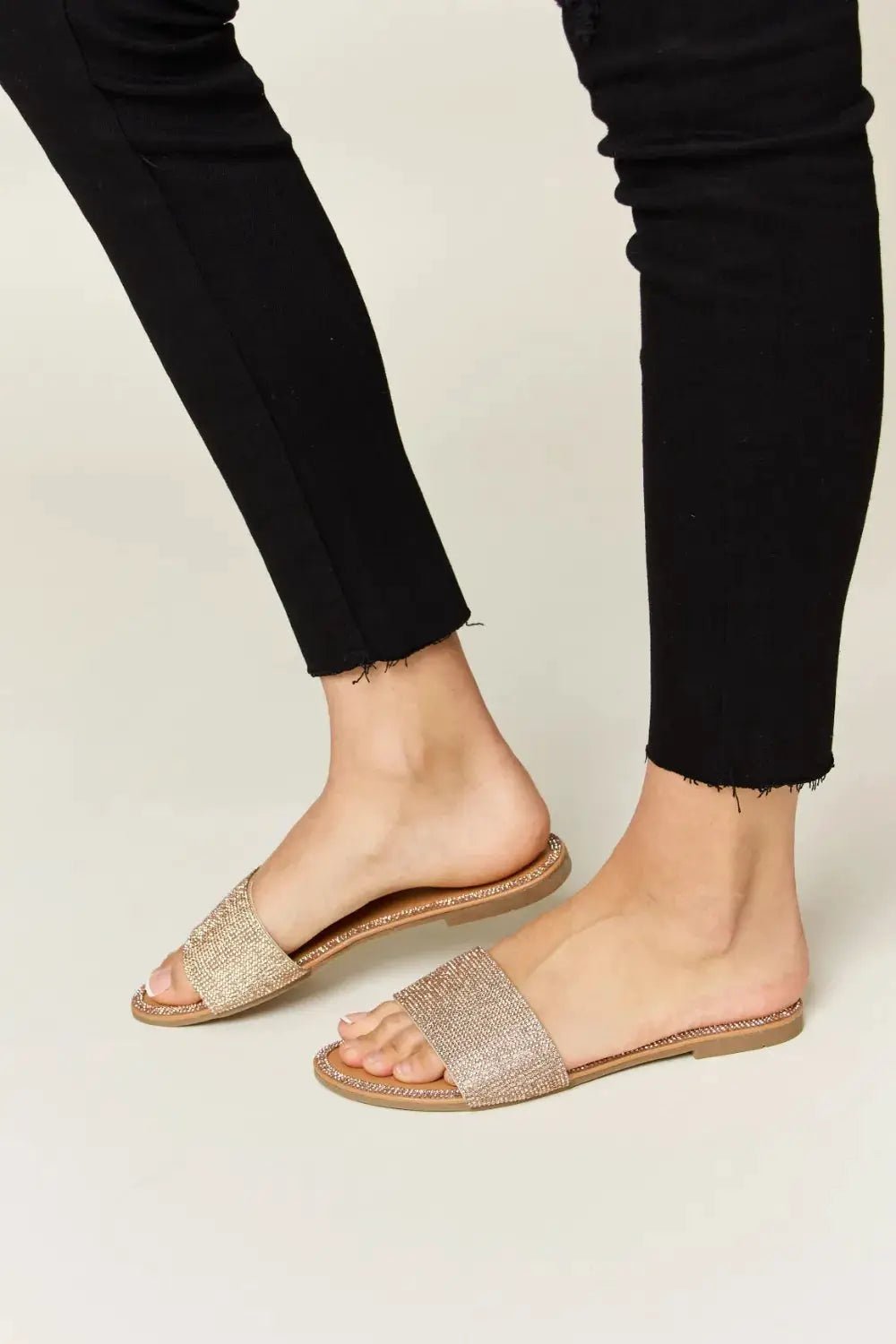 WILD DIVA Rhinestone Open Toe Flat Sandals - Fritsch & Co.