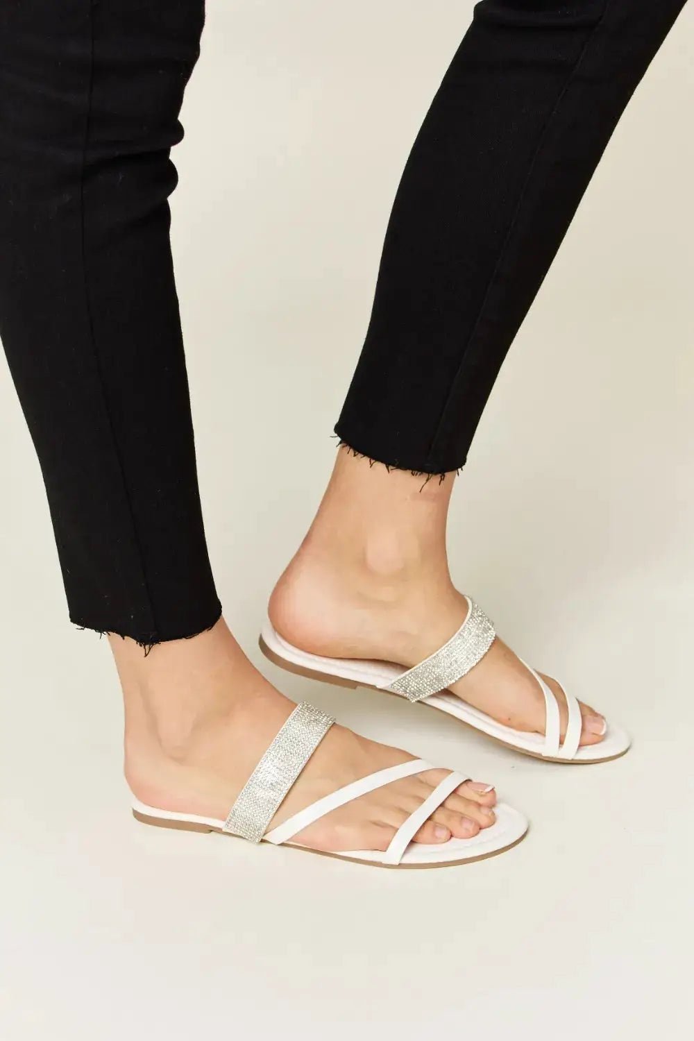 WILD DIVA Rhinestone Strappy Flat Sandals - Fritsch & Co.
