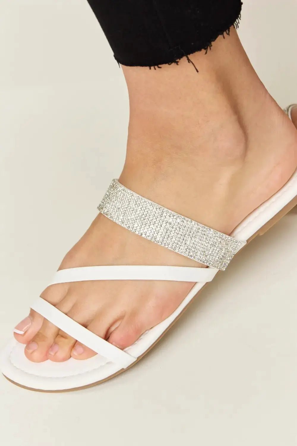 WILD DIVA Rhinestone Strappy Flat Sandals - Fritsch & Co.