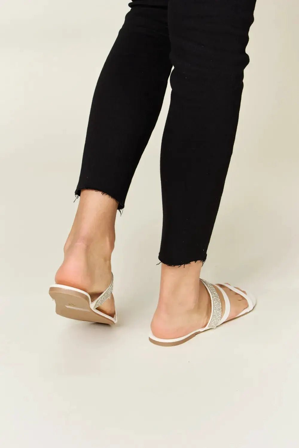WILD DIVA Rhinestone Strappy Flat Sandals - Fritsch & Co.