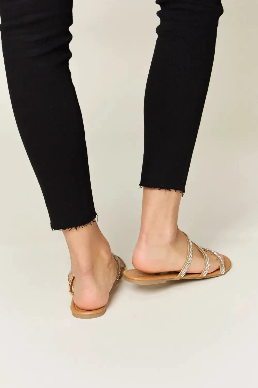 WILD DIVA Rhinestone Three - Strap Flat Sandals - Fritsch & Co.
