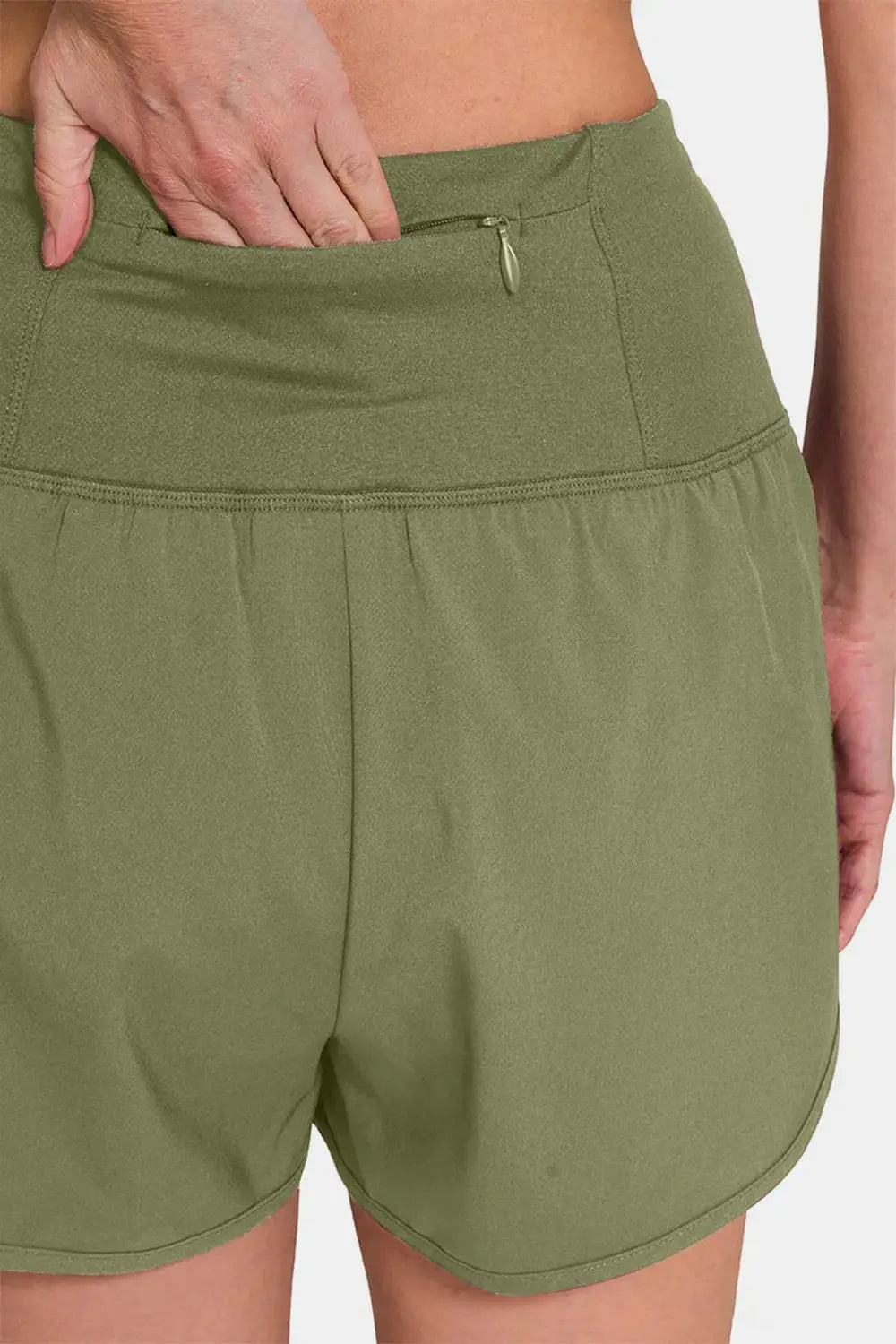 Zenana High - Waisted Zippered Back Pocket Active Shorts - Fritsch & Co.