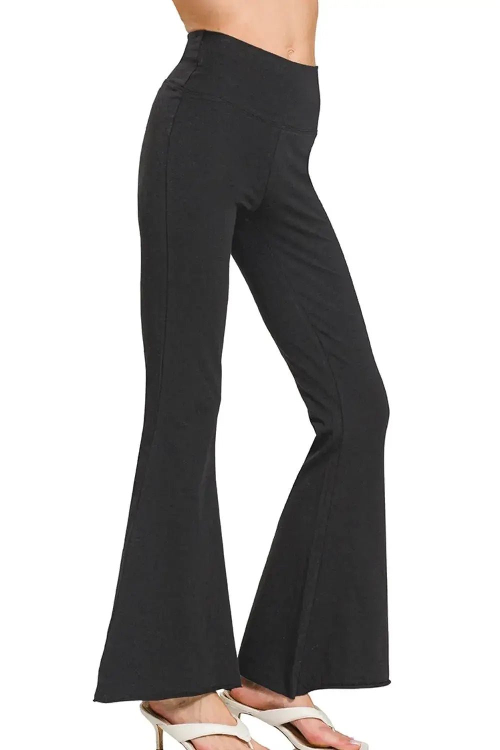 Zenana Raw Edge Hem Flare Yoga Pants - Fritsch & Co.