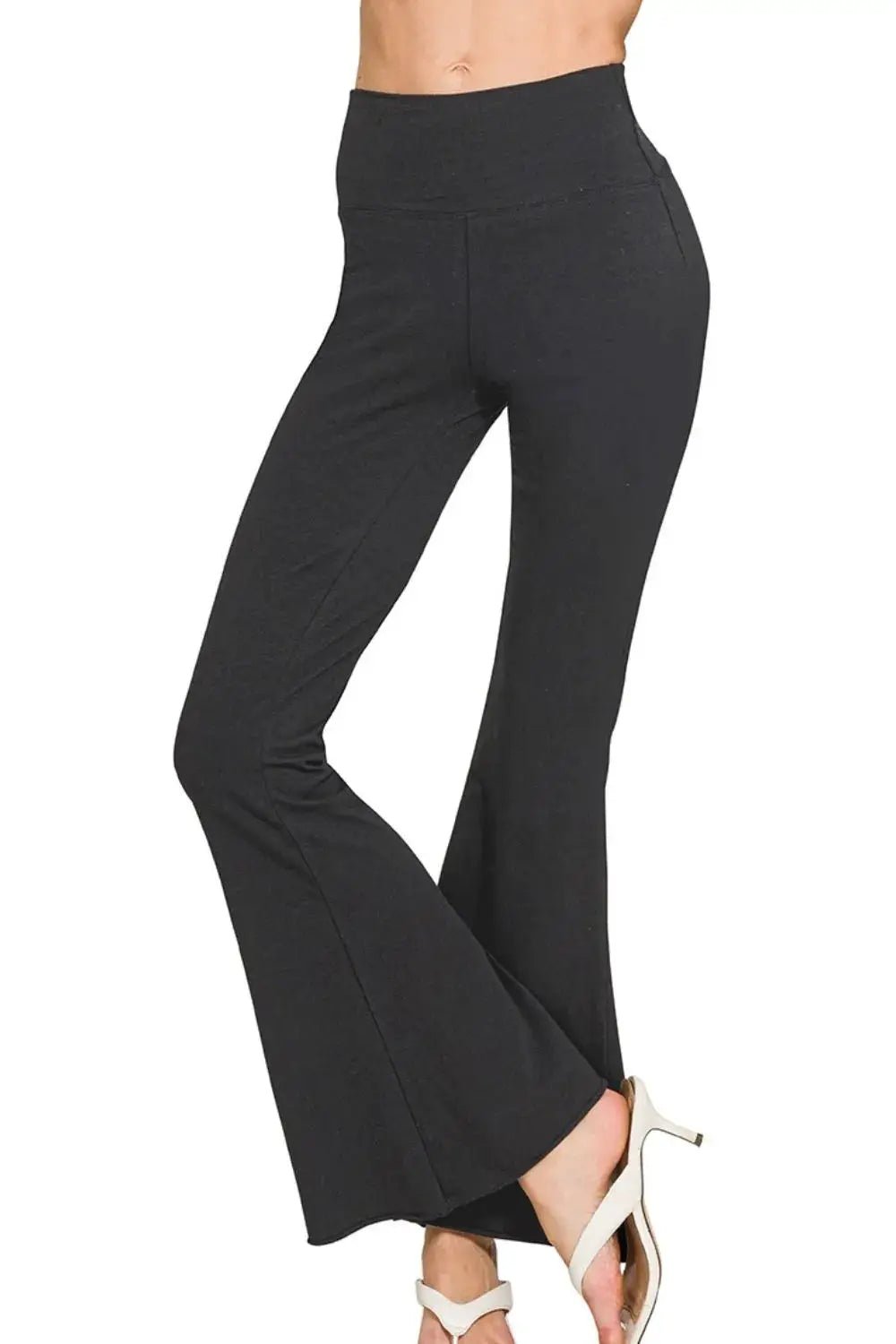 Zenana Raw Edge Hem Flare Yoga Pants - Fritsch & Co.