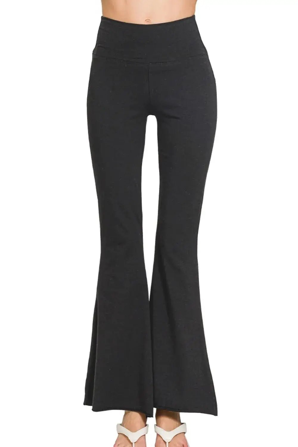 Zenana Raw Edge Hem Flare Yoga Pants - Fritsch & Co.