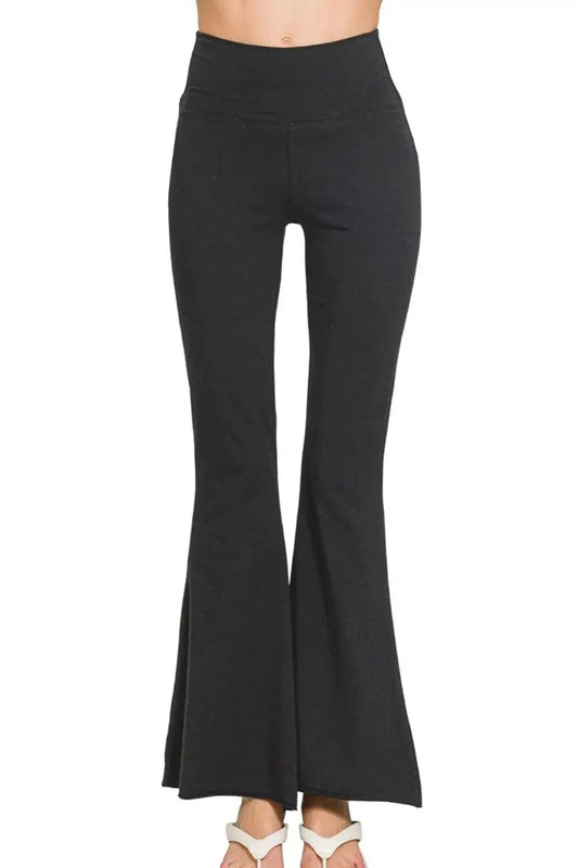 Zenana Raw Edge Hem Flare Yoga Pants - Fritsch & Co.